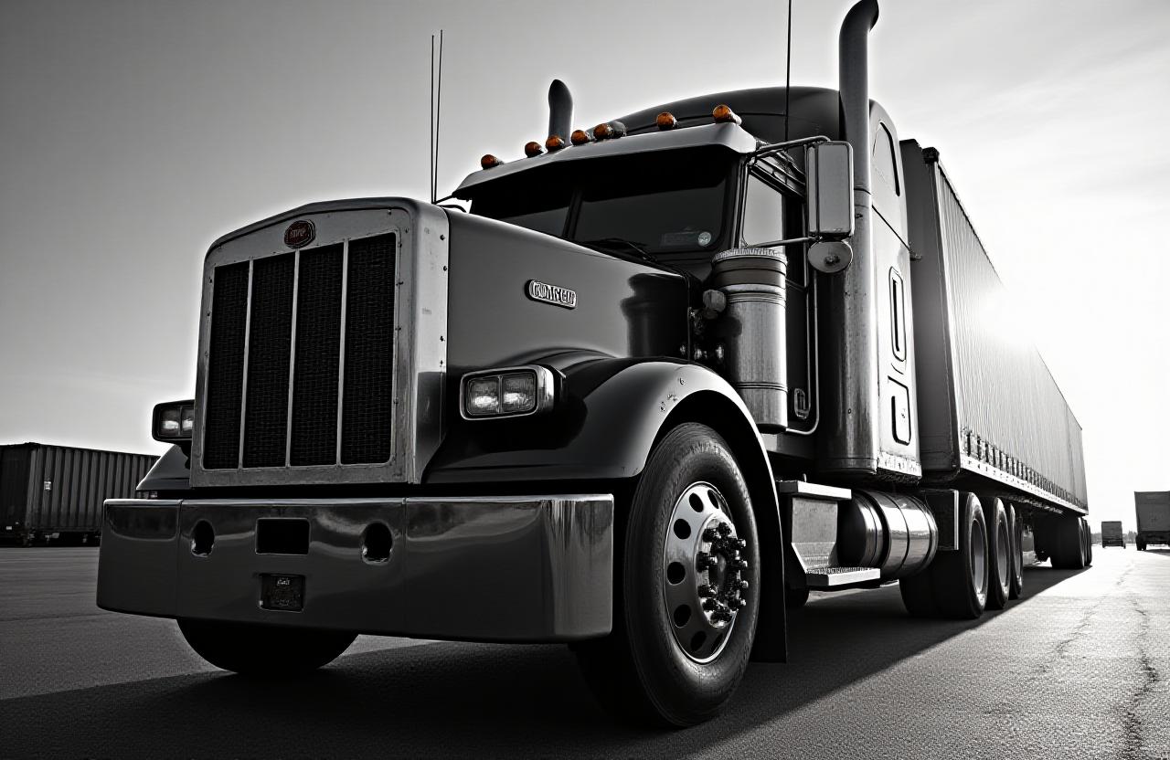 Industrial freight truck in high contrast
