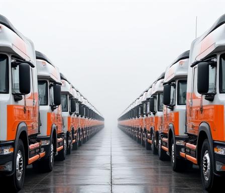 Brutalist shot of a heavy transport semi-trailer