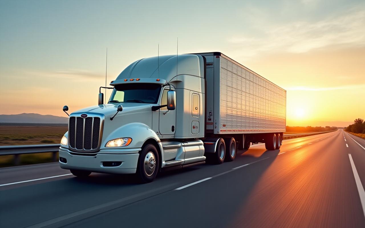 Heavy-duty freight truck on the open road